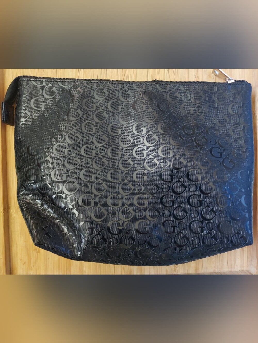 GUESS Women’s Black Monogram Zip Pouch - Picture 4 of 4